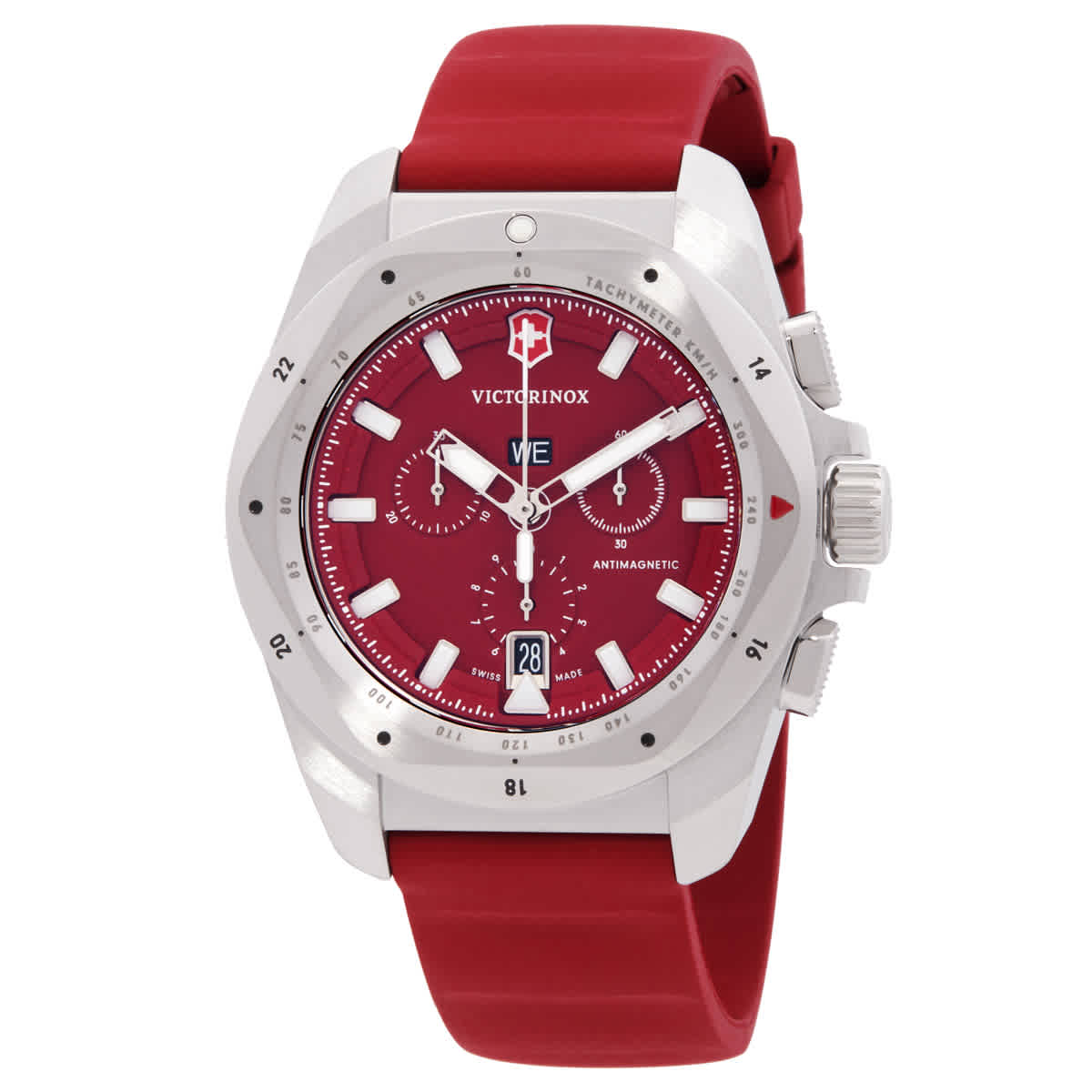 Victorinox INOX Chronograph Quartz Red Dial Mens Watch 241986 560$