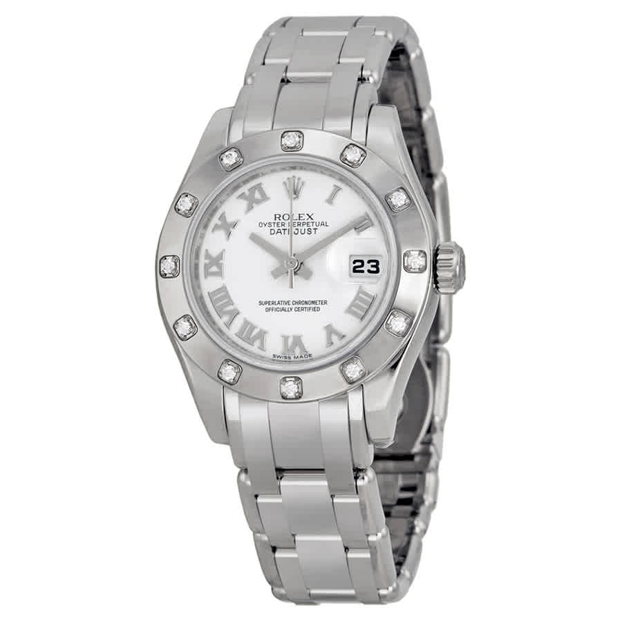 Rolex LadyDatejust Pearlmaster White Dial 18K White Gold Automatic Ladies Watch 80319WRPM