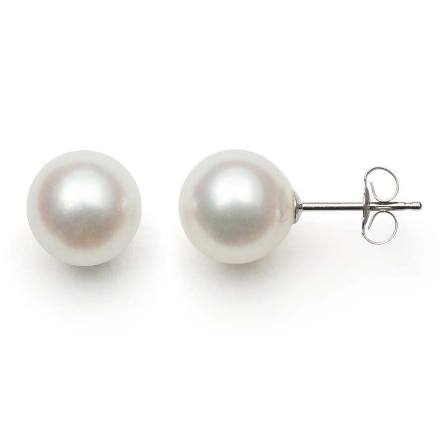 Belacqua AAA Japanese Akoya 7-75mm Round Pearl Stud Earrings in 14K White Gold Jewelry for Women 165$