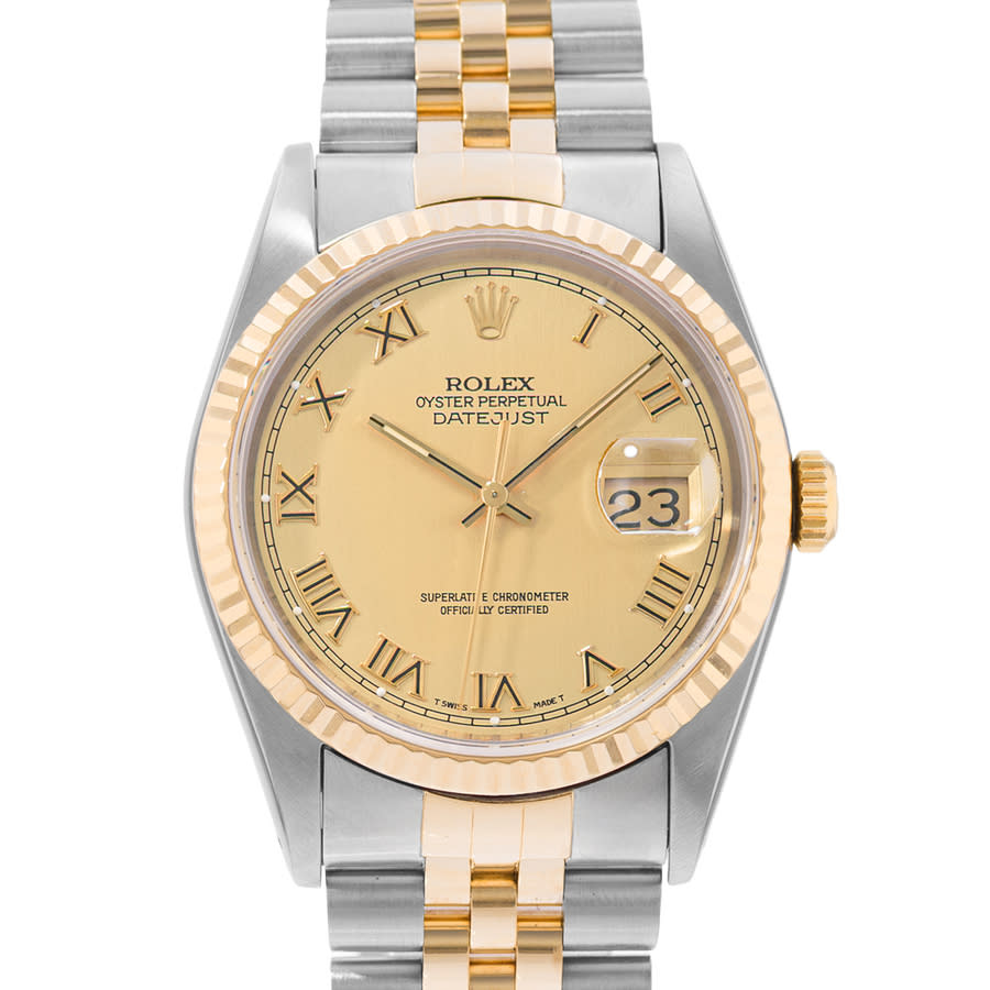 Preowned Rolex Datejust 36 Automatic Chronometer Champagne Dial Mens Watch 16233 CRJ