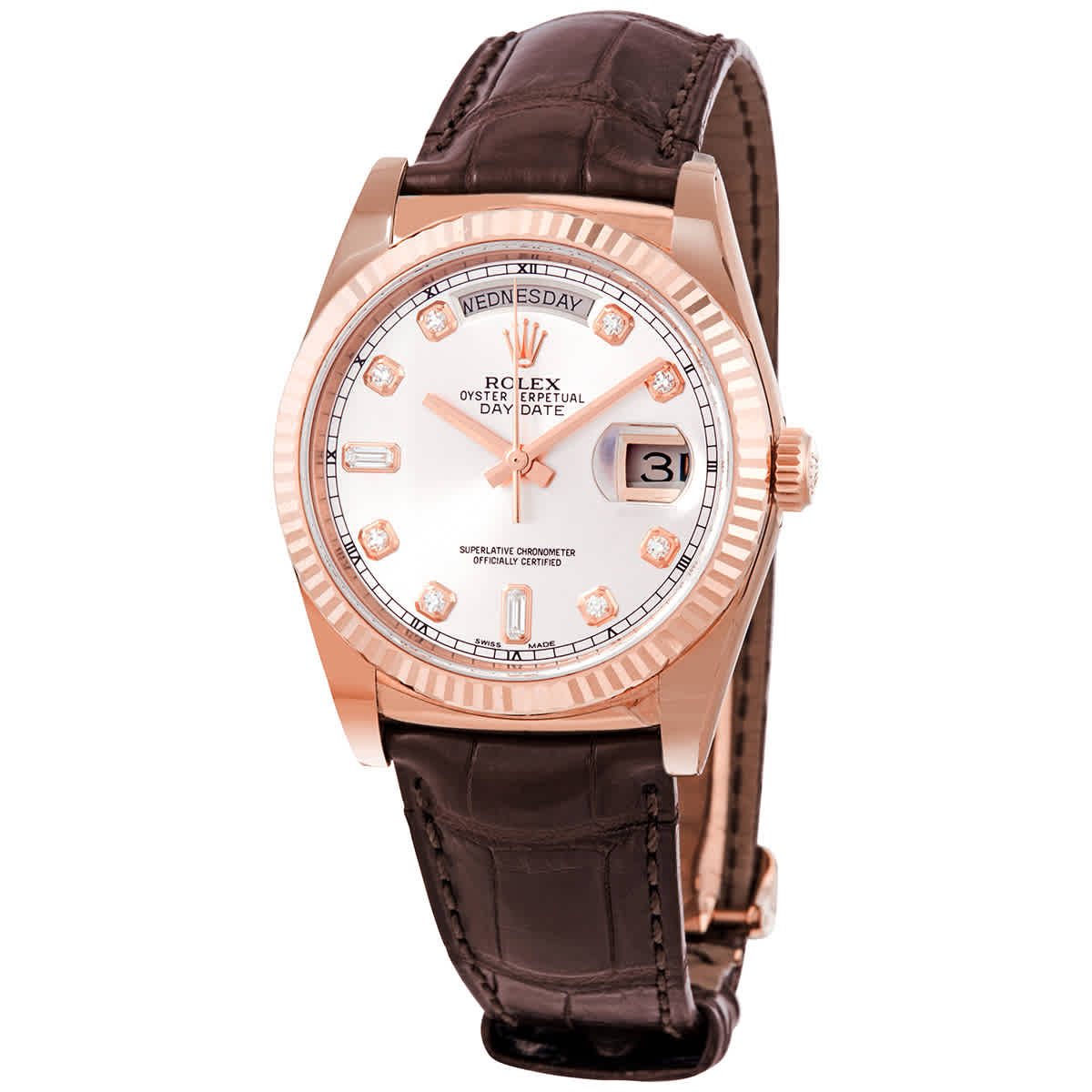 Rolex DayDate President Automatic Pink Champagne Diamond Dial Unisex Watch 118135PKDL