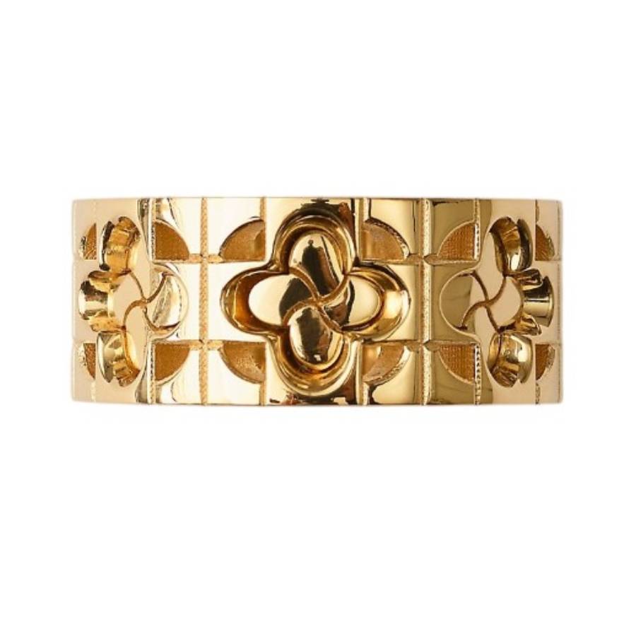 Burberry Gold-Plated Rose Monogram Ring, Size 53