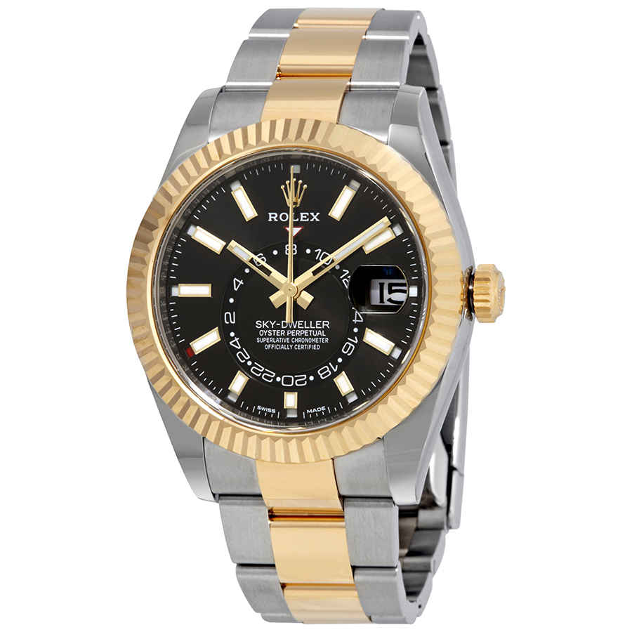 Rolex SkyDweller Automatic Mens 18kt Yellow Gold Oyster Watch 326933BKSO