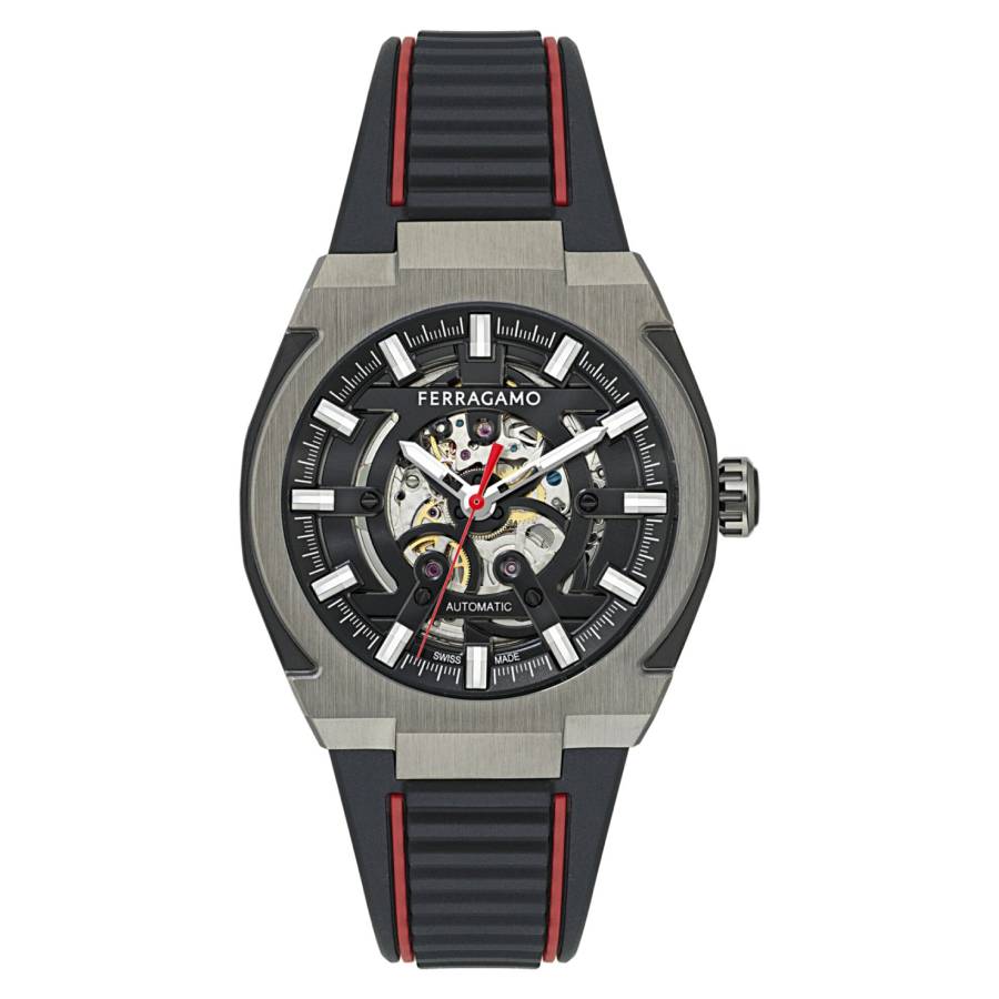 Ferragamo Supreme Skeleton Automatic Black Dial Mens Watch SFTA00124 566$
