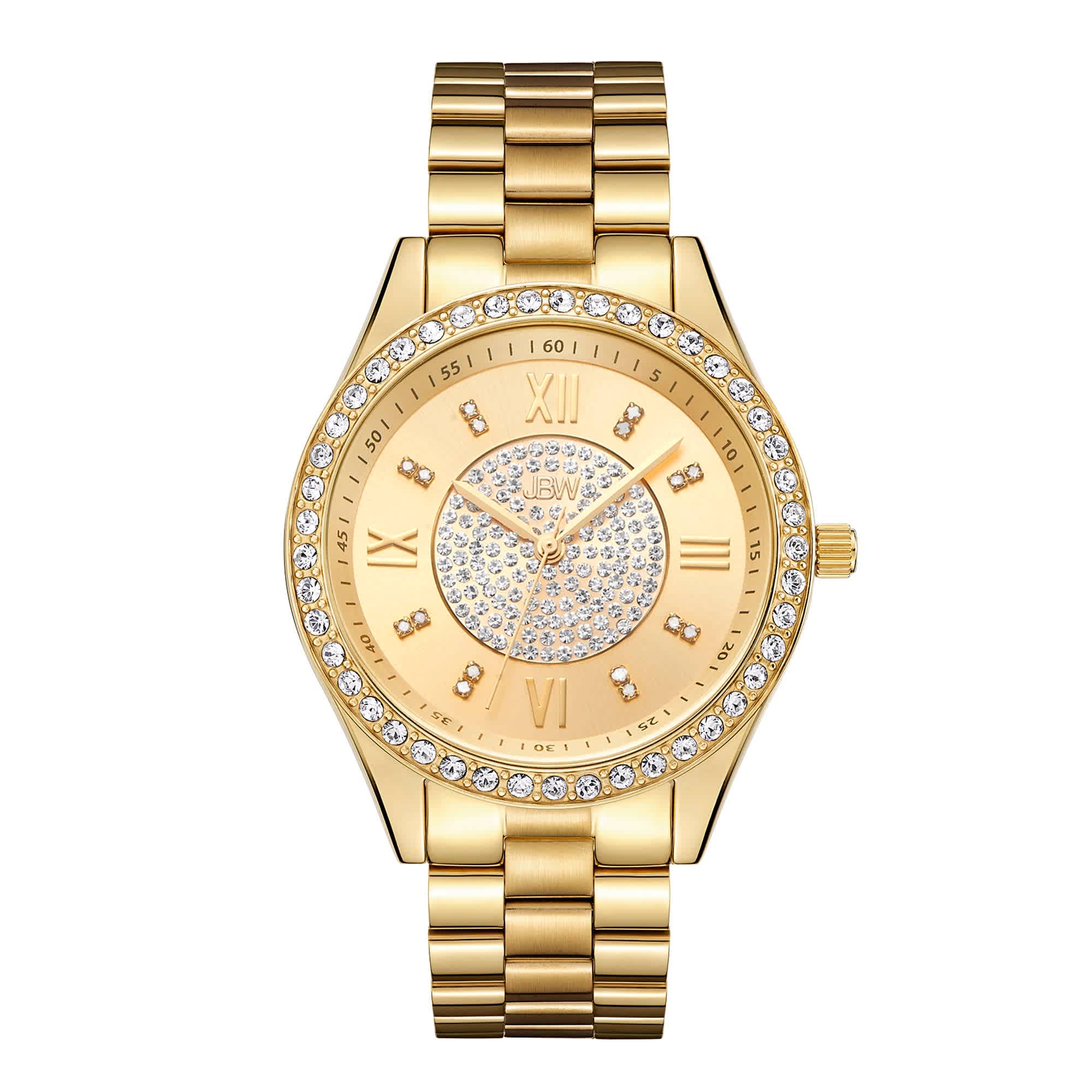 JBW Mondrian Gold Diamond Dial 18kt Gold Plated Stainless Steel Ladies Watch J6303B