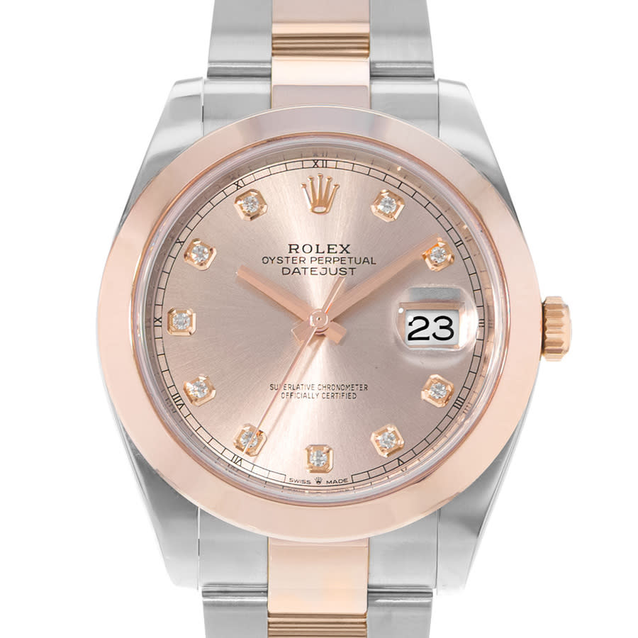 Preowned Rolex Datejust 41 Automatic Chronometer Diamond Pink Dial Mens Watch 126301 PDO