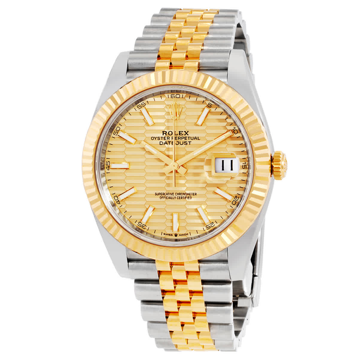 Rolex Datejust 41 Gold Fluted Motif Dial Steel and 18K Yellow Gold Jubilee Mens Watch 126333BKSJ