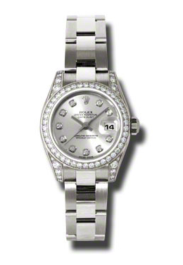 Rolex Lady Datejust 26 Silver Dial 18K White Gold Oyster Bracelet Automatic Watch 179159SDO