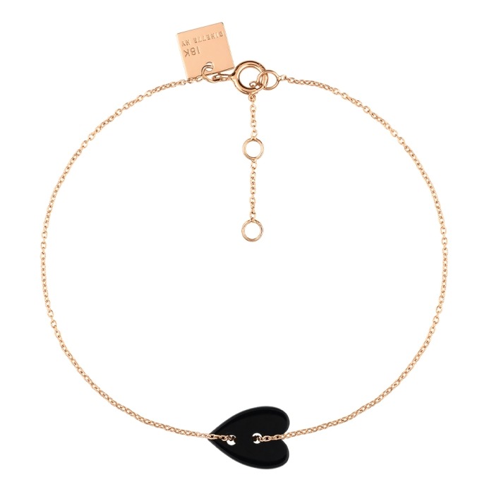 Ginette Ny 18K Rose Gold Angele Mini Onyx Heart Bracelet