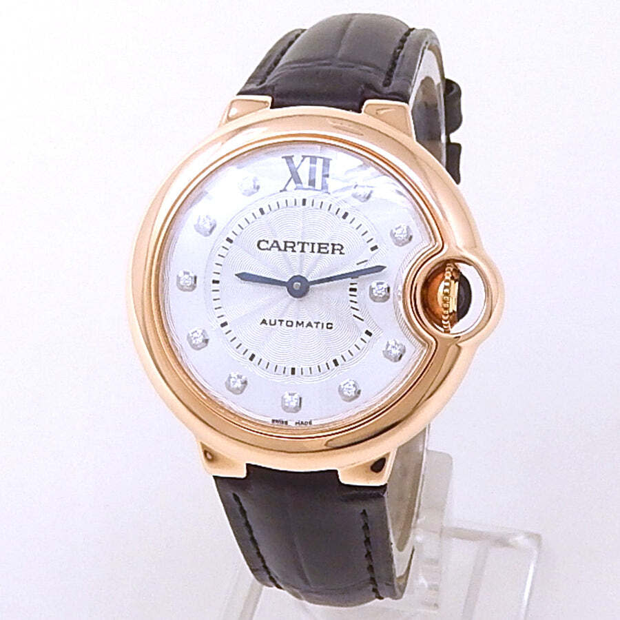 Preowned Cartier Ballon Bleu De Cartier Automatic Diamond Silver Dial Ladies Watch WE902040