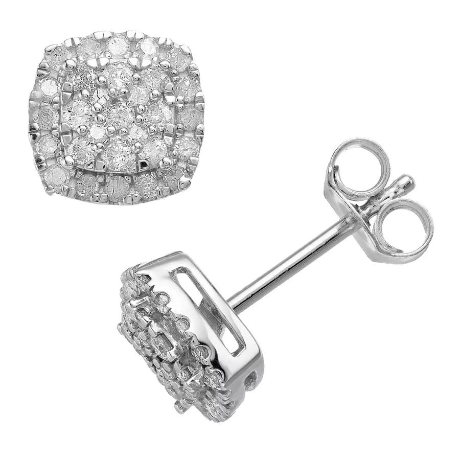 Diamond Muse 0.50 cttw Sterling Silver Diamond Cluster Halo Stud Earrings