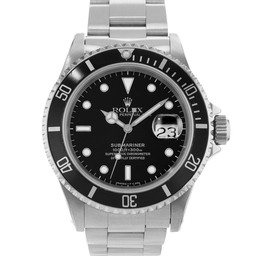 Preowned Rolex Submariner Date Automatic Chronometer Black Dial Mens Watch 16610 BKSO