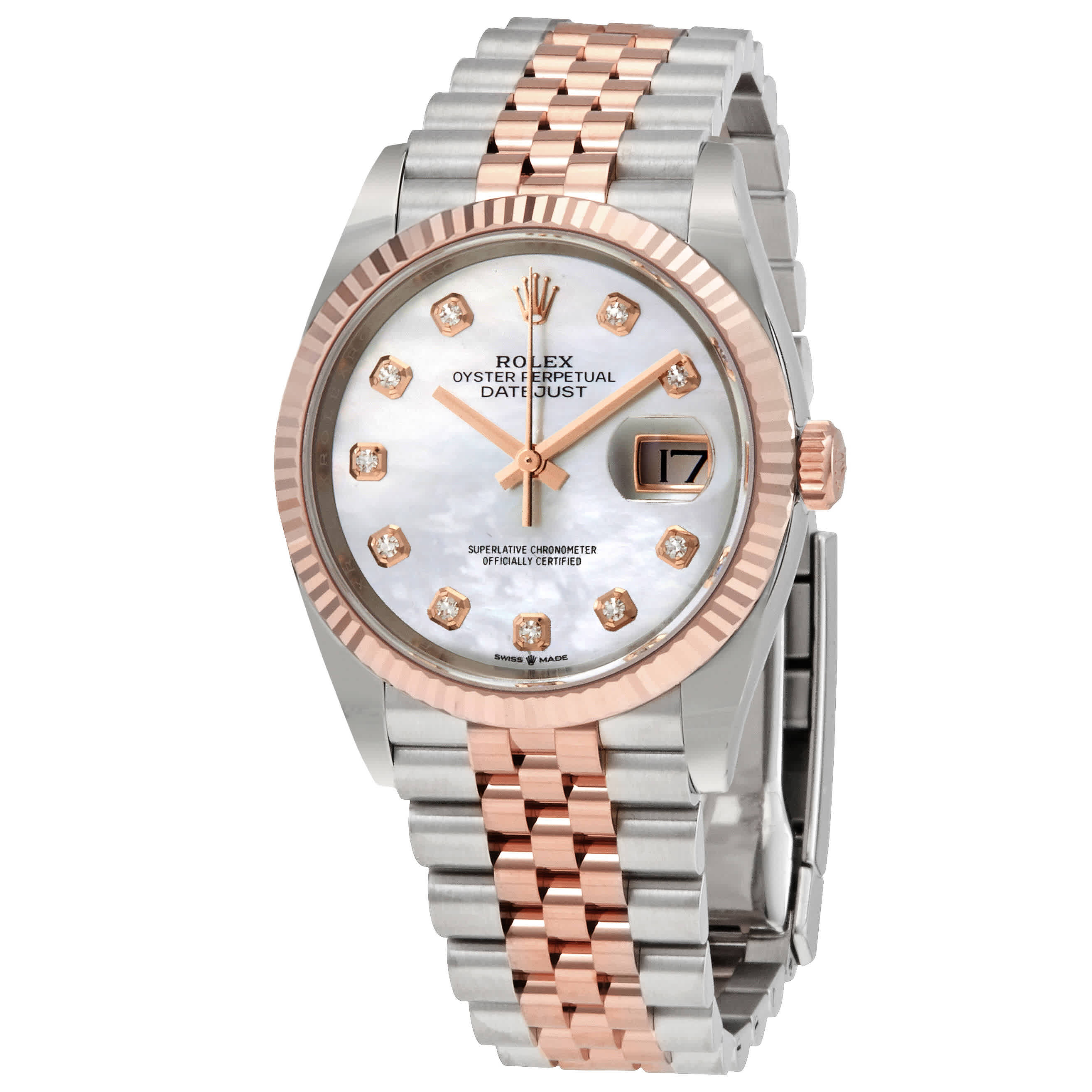 Rolex Datejust 36 Mother of Pearl Diamond Dial Automatic Mens Steel and 18kt Everose Gold Jubilee Watch 126231MDJ 23525$