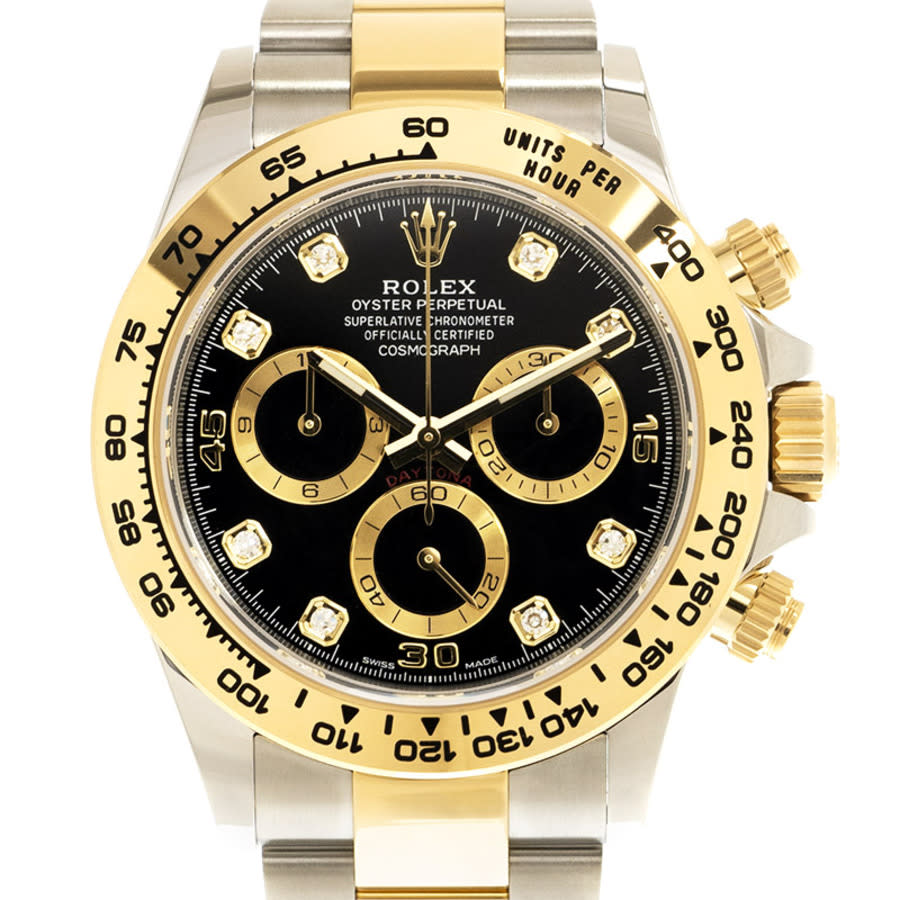 Preowned Rolex Cosmograph Daytona Chronograph Diamond Black Dial Mens Watch 116503BKGDDO