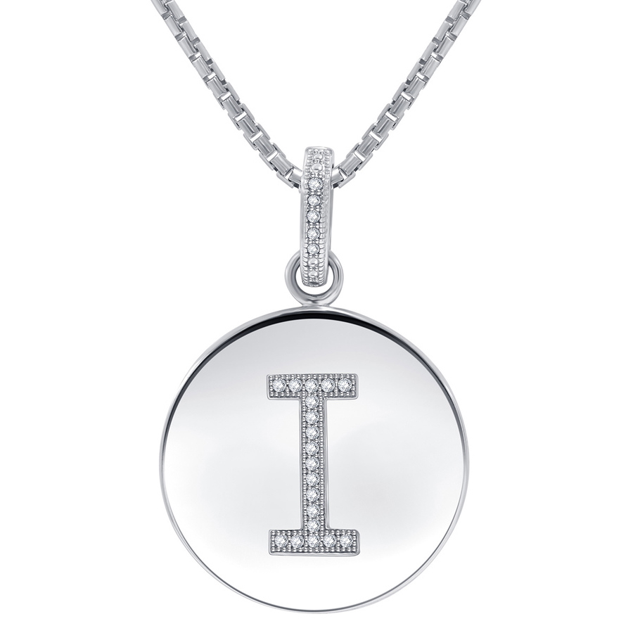 Diamond Muse 0.10 Cttw Initial Letter Diamond Necklace for Women, Girls, and Men in Sterling Silver