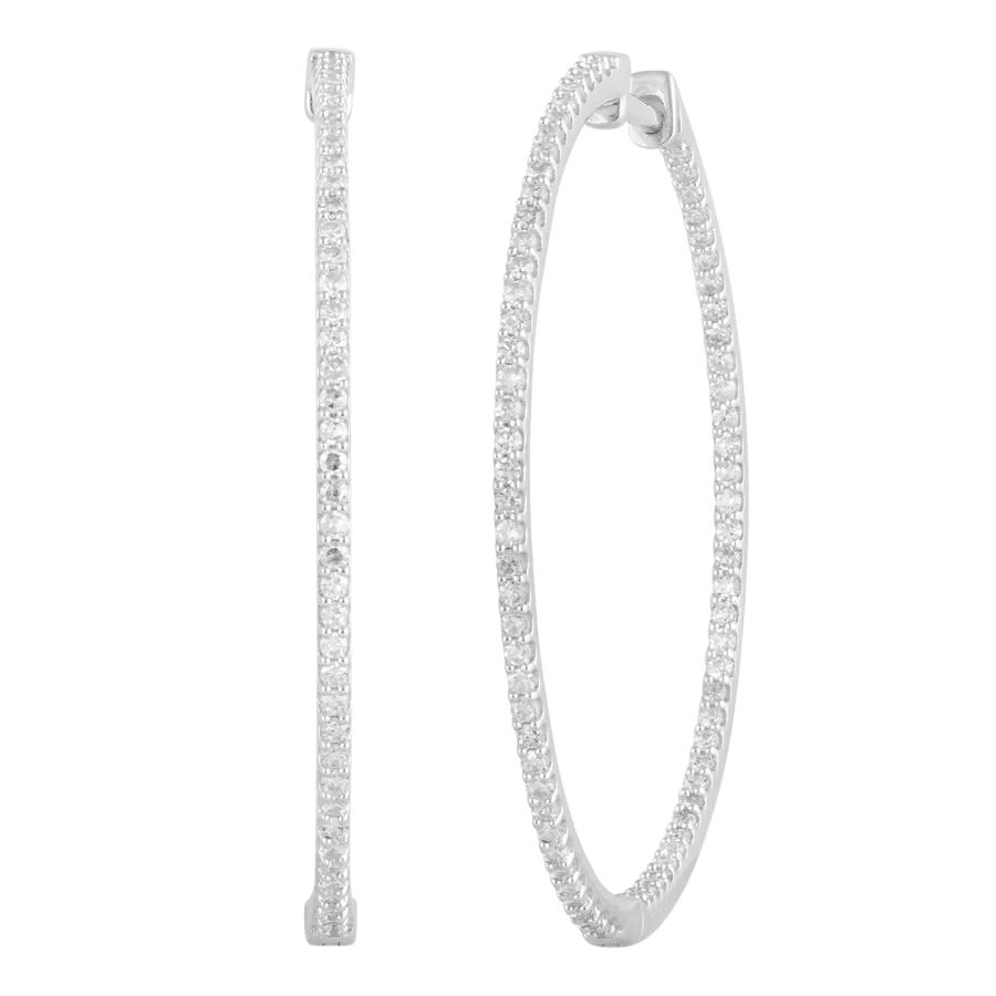 Brilliant Diamond Sterling Silver 0.75 Carat Lab Grown Diamond Hoop Earrings for Women