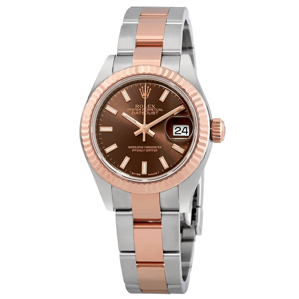 Rolex Datejust Chocolate Dial Ladies Steel and 18K Everose Gold Watch 279171CHSO