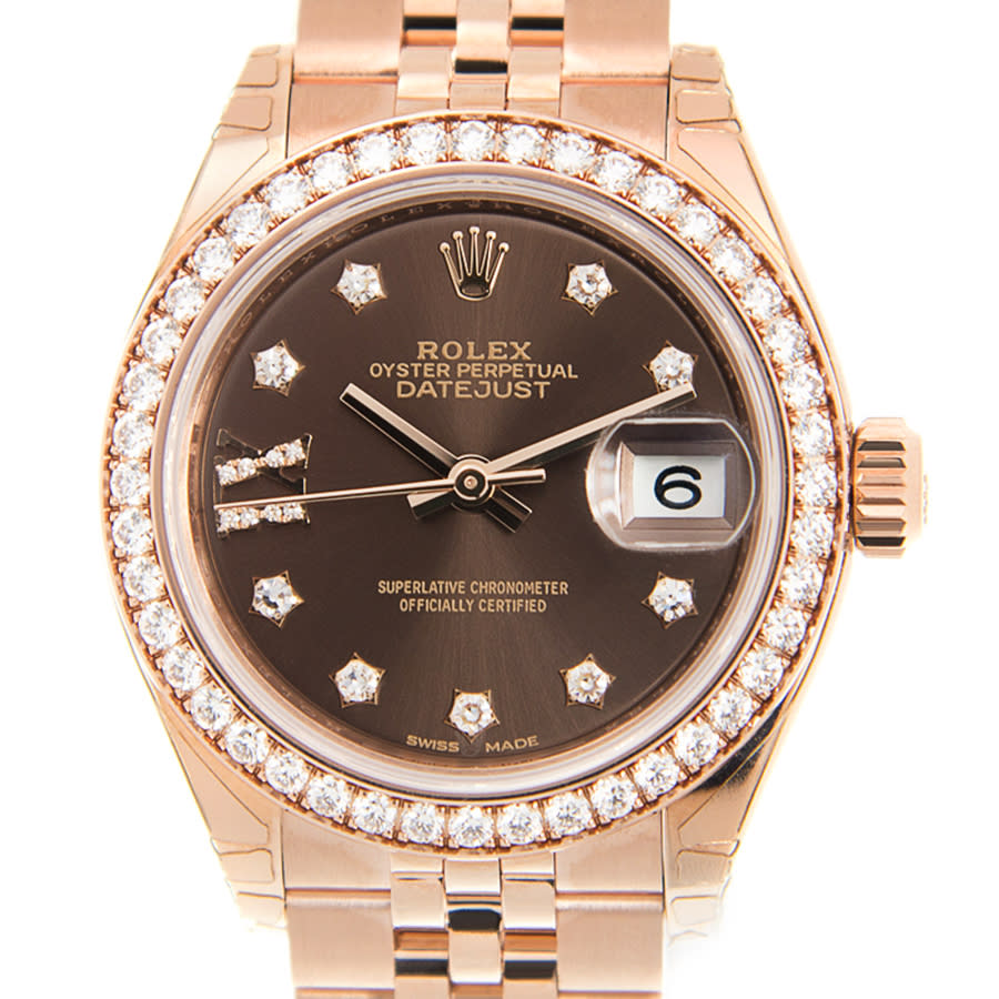 Rolex Lady Datejust Chocolate Diamond Dial 18K Everose Gold Automatic Watch 279135CHDJ