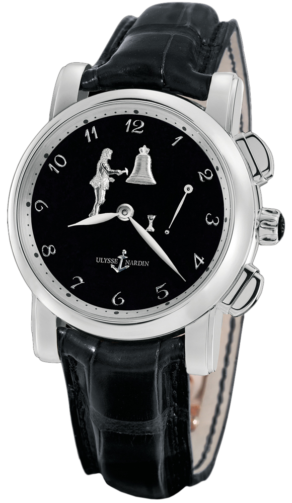 Ulysse Nardin Hourstriker Black Dial Platinum Black Leather Mens Watch 6109-103-E2 110630$
