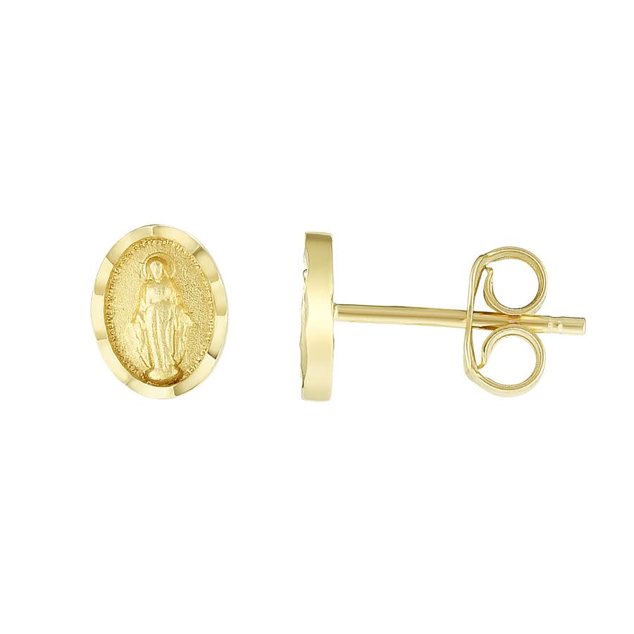Kylie Harper Ladies 14K Gold Virgin Mary Stud Earrings