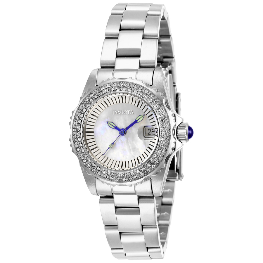 Invicta Angel Quartz Crystal White Mother of Pearl Dial Ladies Watch 28442 70$