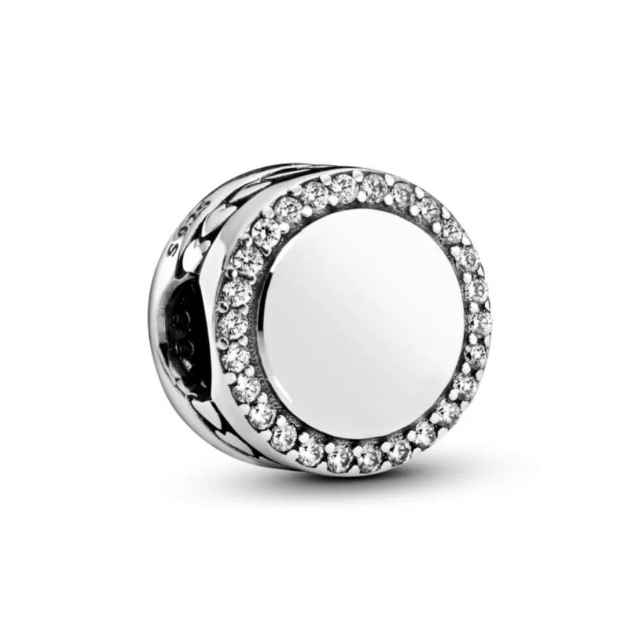 Pandora Engravable Sparkling Button Charm 44$