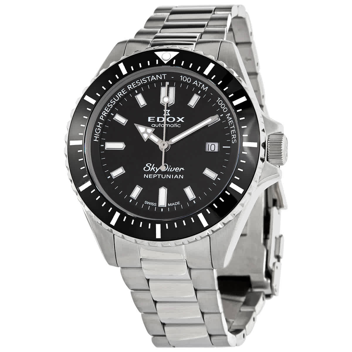 Edox Skydiver Neptunian Automatic Black Dial Mens Watch 80120 3NM NIN