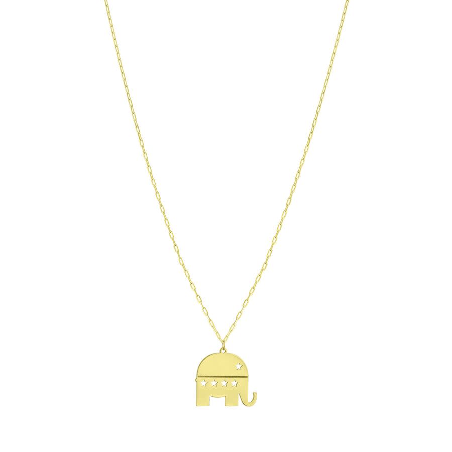 Tresorra 14K Yellow Gold Elephant Pendant Necklace