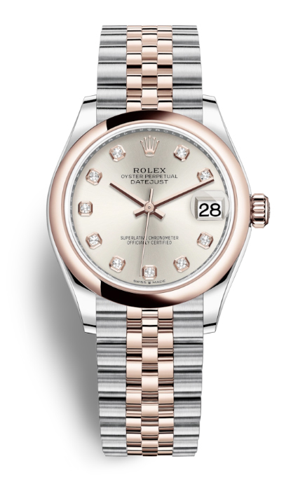 Rolex Datejust 31 Silver Diamond Dial Automatic Steel and 18kt Everose Gold Jubilee Watch 278241SDJ