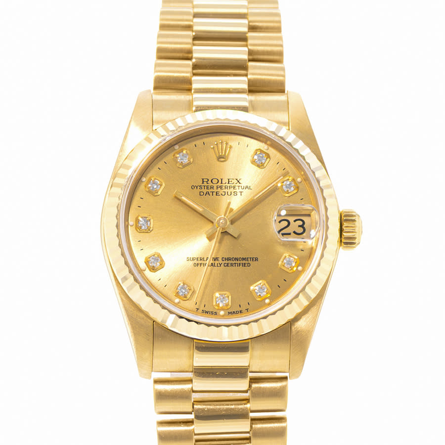 Preowned Rolex Datejust 31 Automatic Diamond Champagne Dial Ladies Watch 68278 CDP