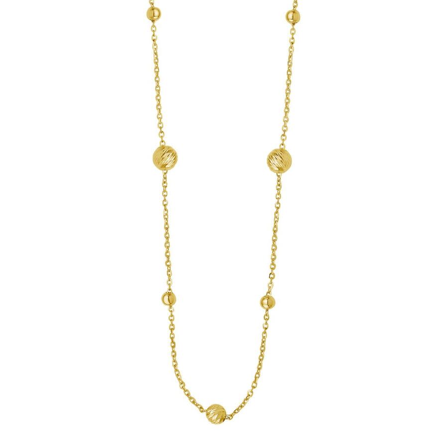 Tresorra 14K Yellow Gold Layered Alternating Bead Chain Necklace