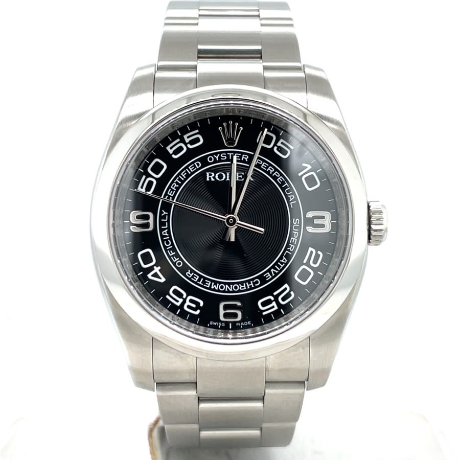 Preowned Rolex Oyster Perpetual Automatic Black Dial Mens Watch 116000BKCOAO
