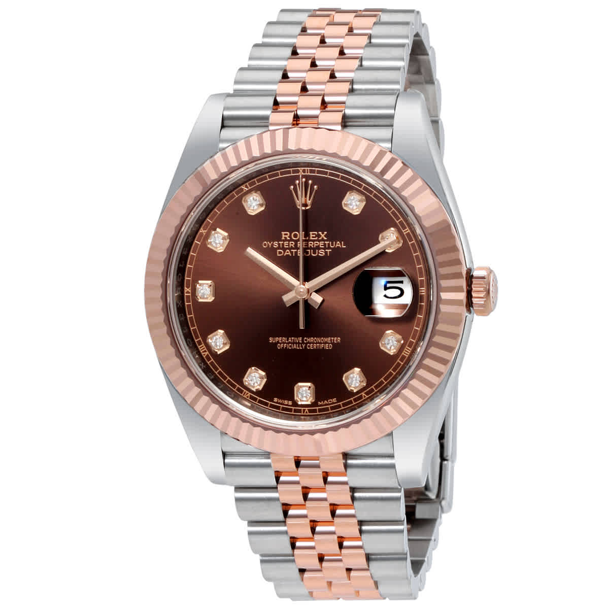 Rolex Datejust 41 Chocolate Diamond Dial Steel and 18K Everose Gold Jubilee Mens Watch 126331CHDJ