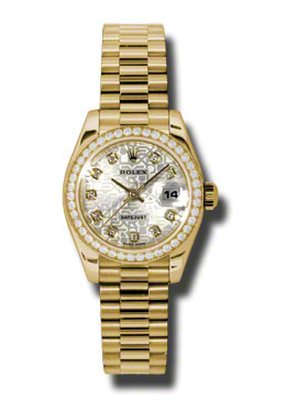 Rolex LadyDatejust 26 Silver Dial 18K Yellow Gold President Automatic Ladies Watch 179138SJDP