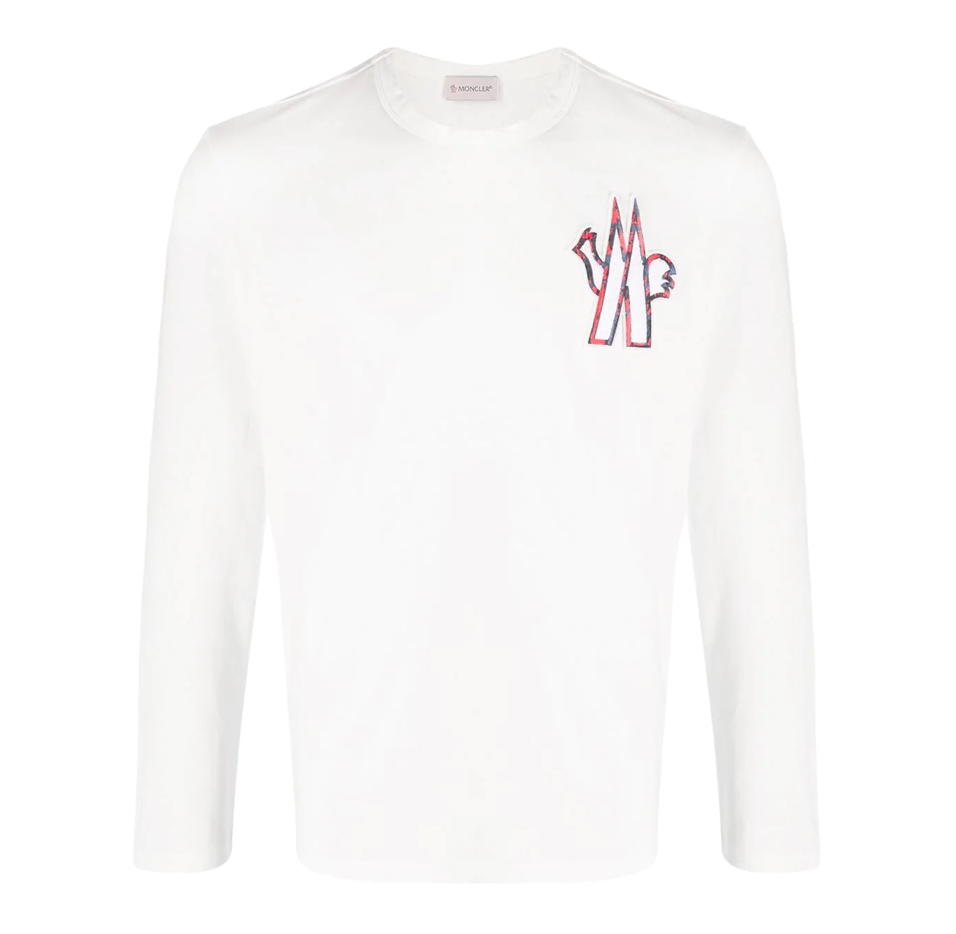 Moncler Men's Long Sleeve Logo Patch T-Shirt In White | eBay