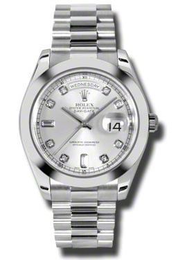Rolex DayDate II Silver Dial Platinum President Automatic Mens Watch 218206SDP