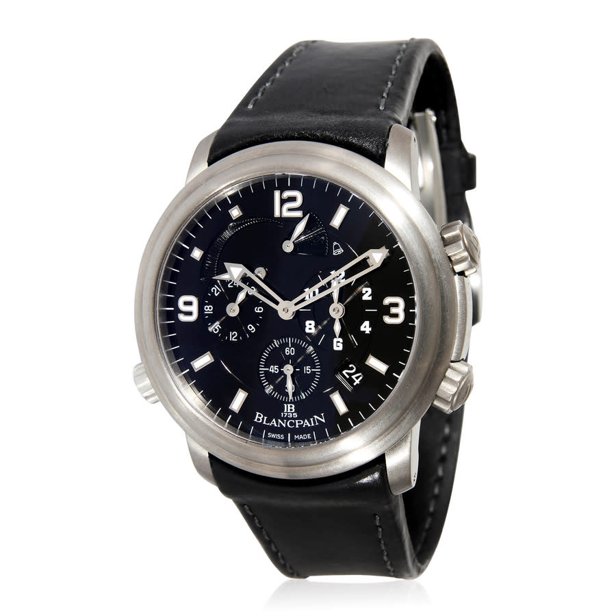 Pre-owned Blancpain Leman GMT GMT Black Dial Mens Watch 2041-1230-63B 11375$