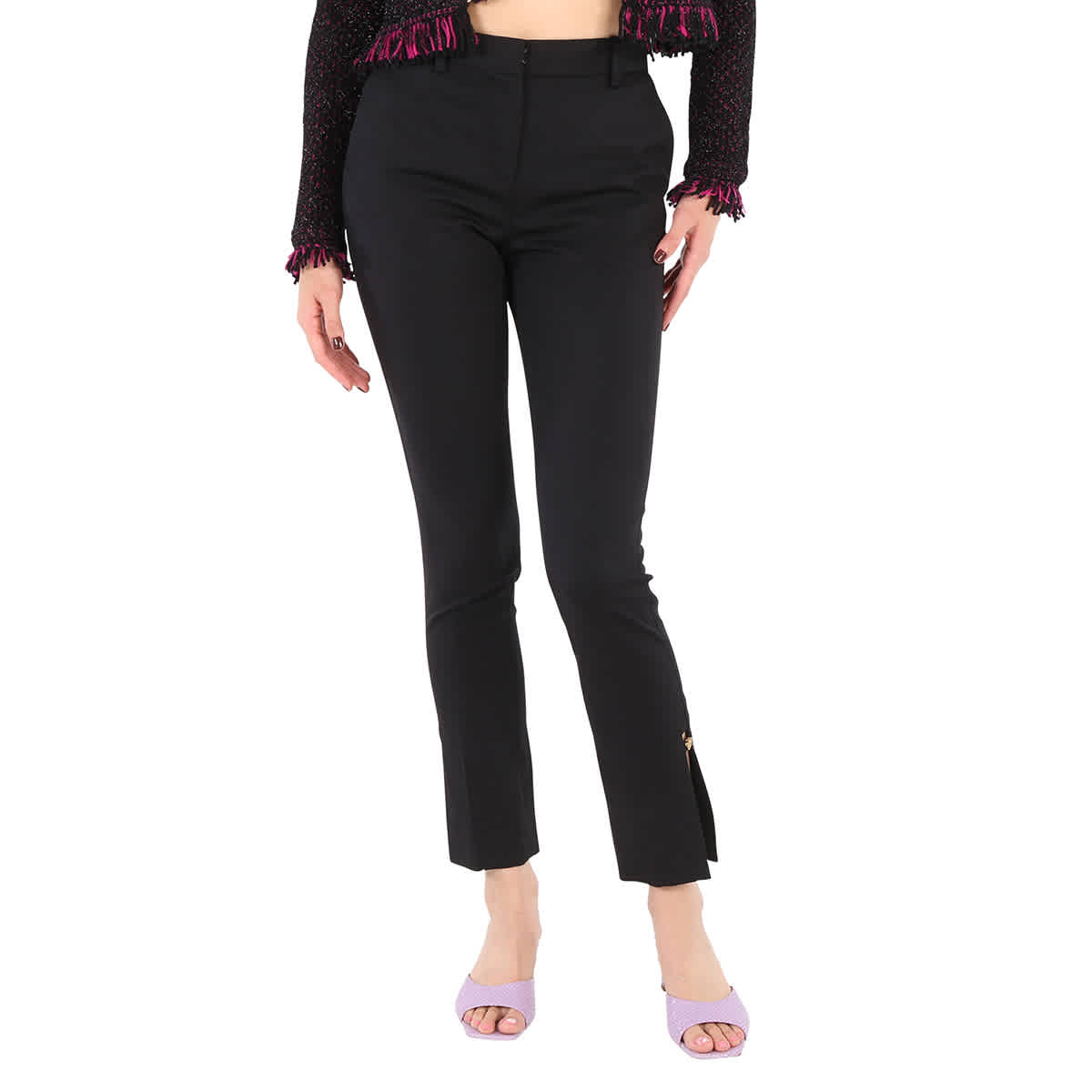Ladies black cropped trousers cheap