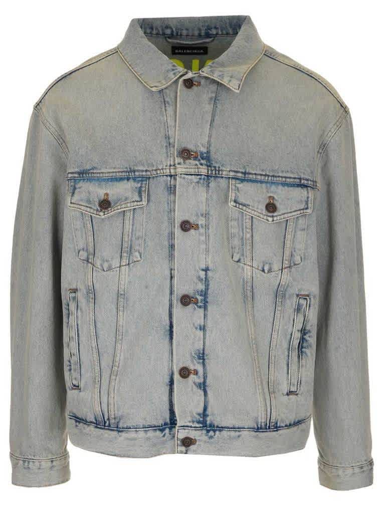 balenciaga blue denim logo jacket