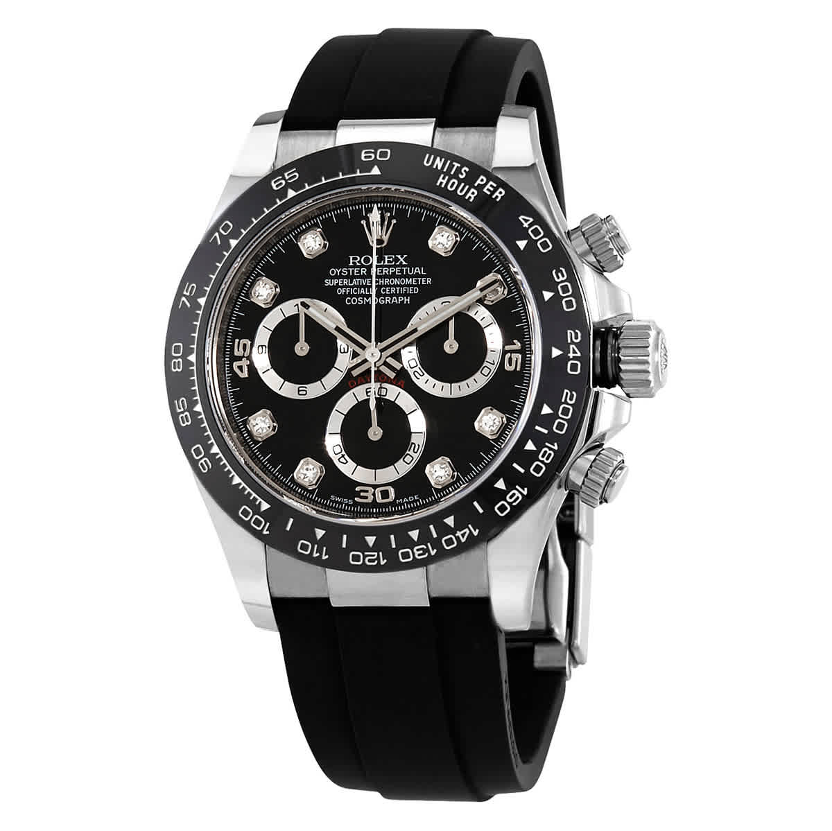 Rolex Cosmograph Daytona Black Diamond Dial Mens Chronograph Oysterflex Watch 116519BKDR