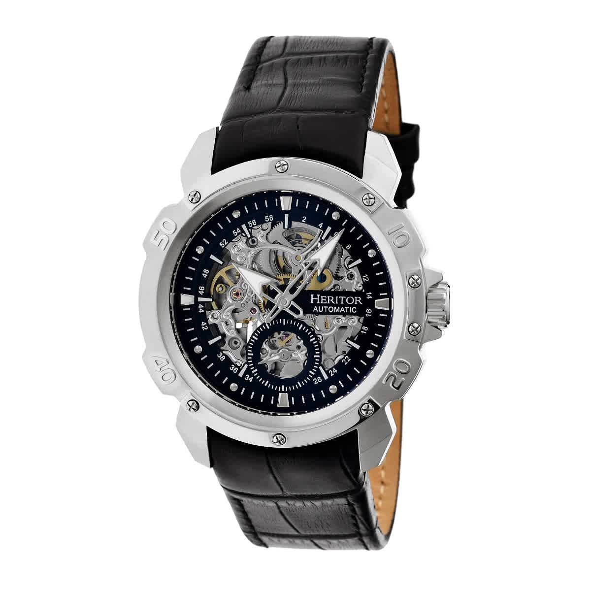 Heritor Carter Automatic Black Skeleton Dial Mens Watch HR2504