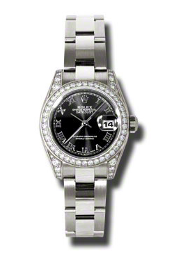 Rolex Lady Datejust 26 Black Dial 18K White Gold Oyster Bracelet Automatic Watch 179159BKRO