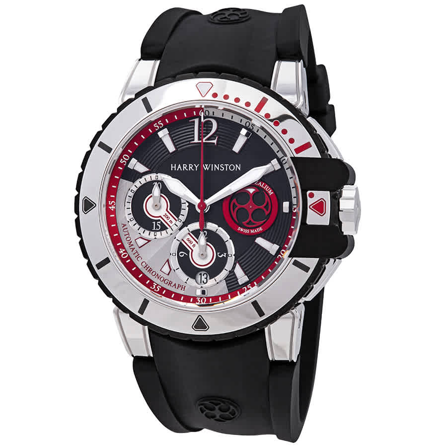 Harry Winston Ocean Diver Chronograph Automatic Mens 18k White Gold Watch OCEACH44WZ007