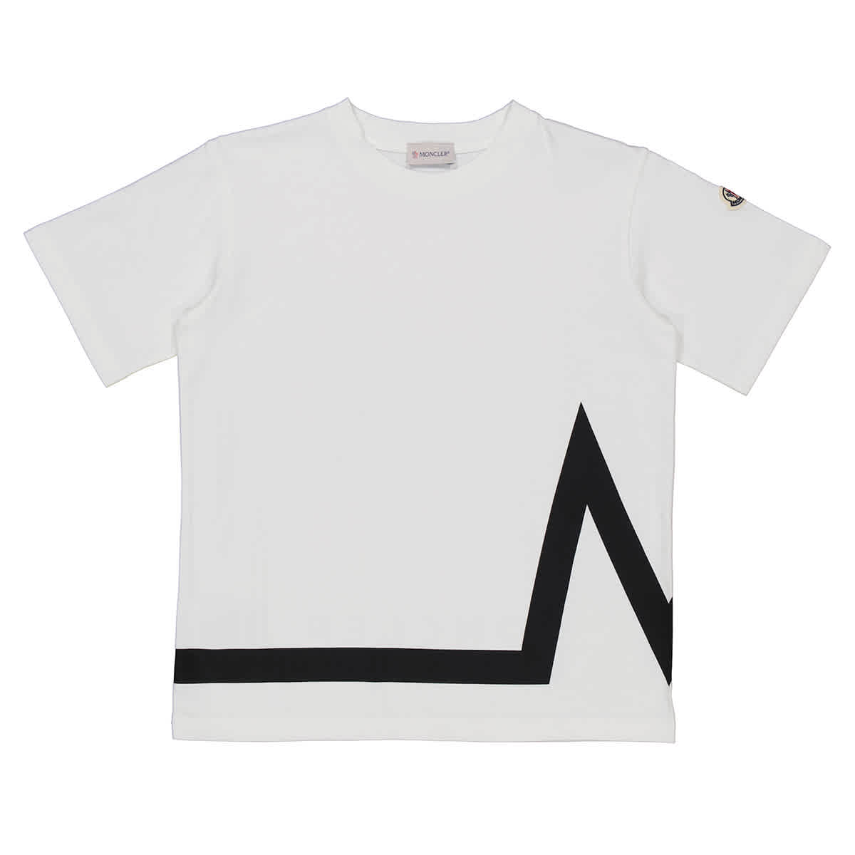 Moncler Boys White Cotton Short Sleeve Logo Print T Shirt