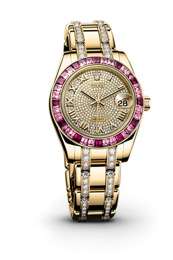 Rolex LadyDatejust Pearlmaster Diamond Pave Dial 18K Yellow Gold DiamondSet Automatic Ladies Watch 81348SSRDPM