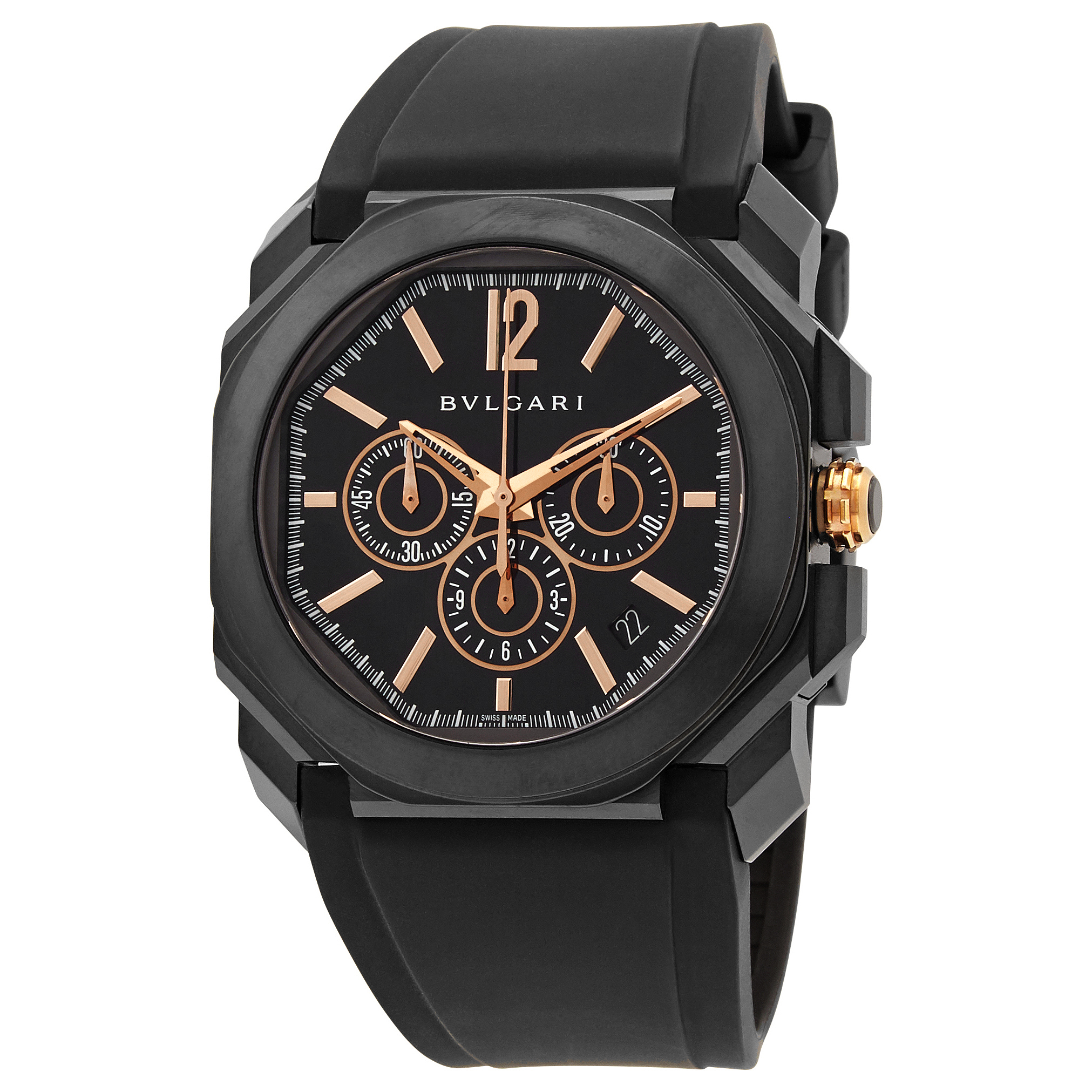 Pre-owned Bvlgari Octo Chronograph Black Dial Mens Watch 102630 6420$