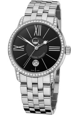 Ulysse Nardin Classico Luna Black Dial Stainless Steel Diamond Mens Watch 8293-122B-7-42