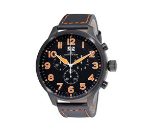 Zeno SOS Chronograph Black Dial Black Leather Strap Mens Watch 6221-8040-BKA15