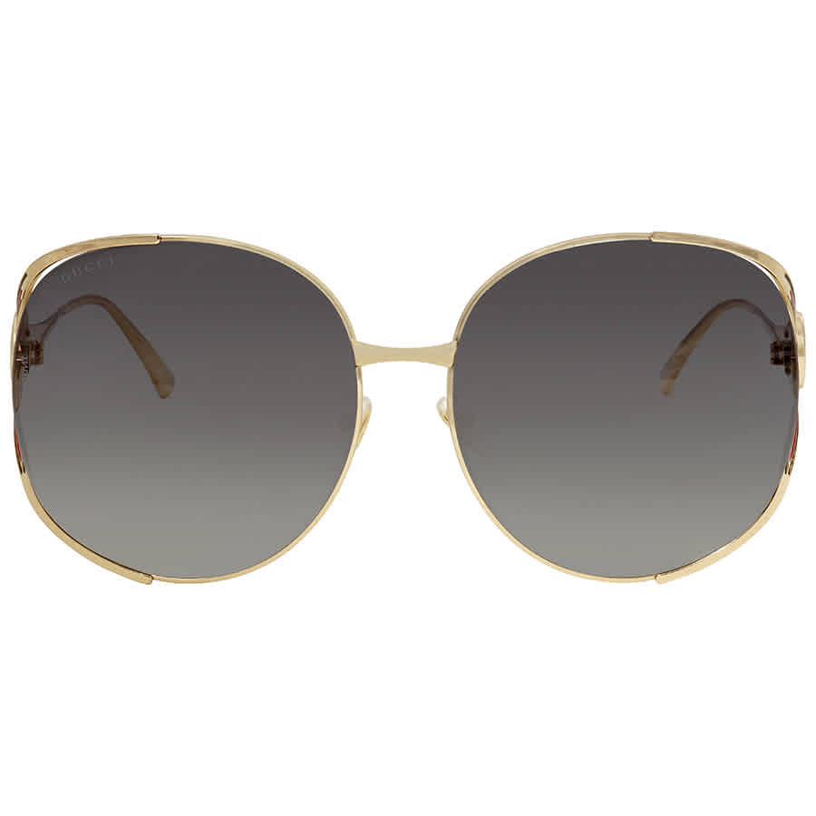 Gucci Woman Sunglass GG0225S -  Frame color: Gold Clear, Lens color: Grey Gradient