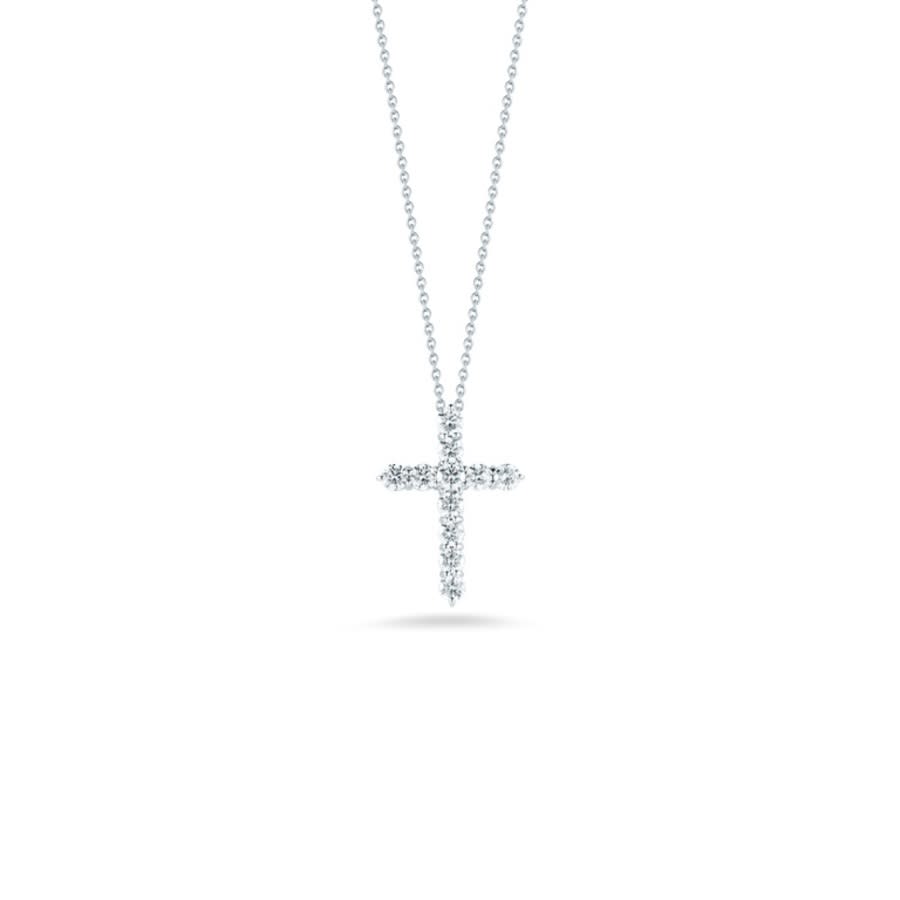 Roberto Coin 18K White Gold Tiny Treasures Large Diamond Cross Necklace - 001143Awchx0 6095$
